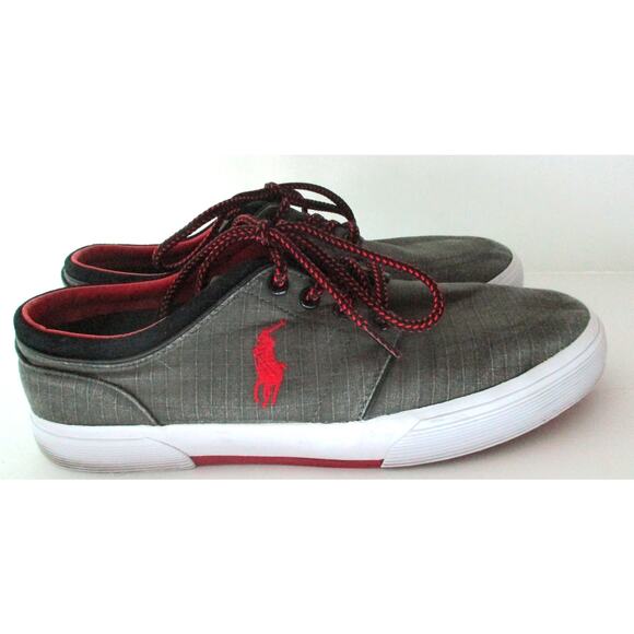 Ralph Lauren Polo Men's Faxon Gray Canvas Lace Sneakers Size 10.5D - Picture 2 of 10